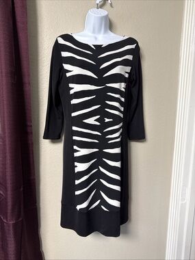 #747 Eva Varro zebra Print Body Con Dress Size Medium